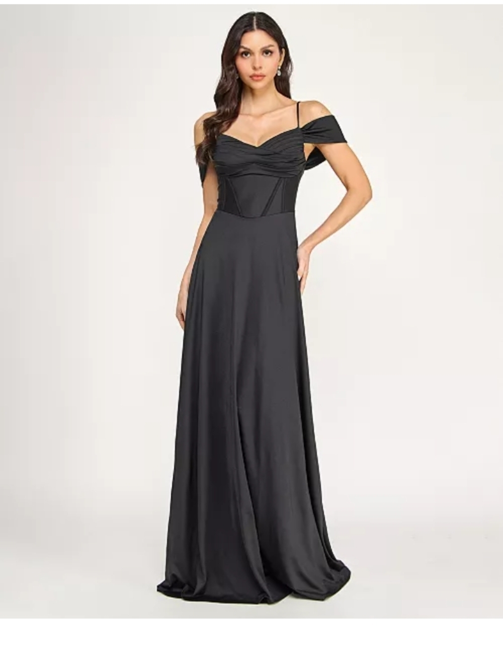 City Studio Black Off-Shoulder Maxi Gown